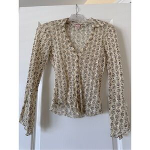 EUC VINTAGE Guess Jeans Floral Sheer Lace Blouse